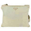 PRADA Shoulder Bag Nylon Ivory Silver Auth hk3516-13