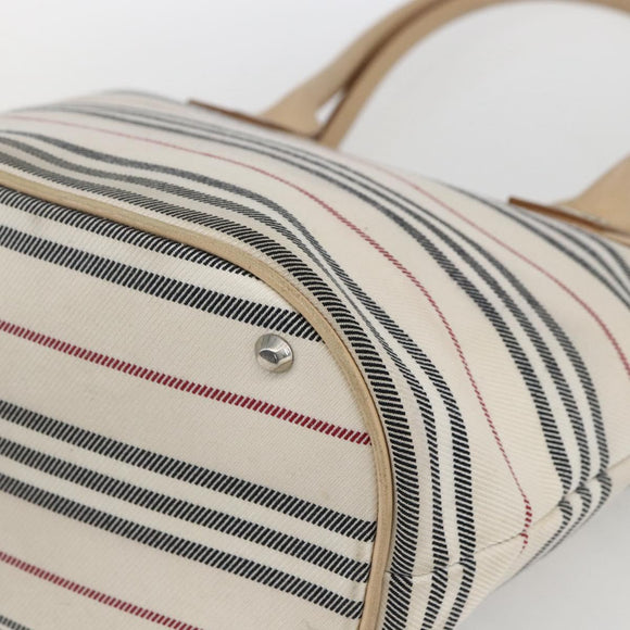 BURBERRY Nova Check Tote Bag Canvas Leather White Silver Auth hk3518