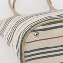 BURBERRY Nova Check Tote Bag Canvas Leather White Silver Auth hk3518-11