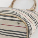 BURBERRY Nova Check Tote Bag Canvas Leather White Silver Auth hk3518-12