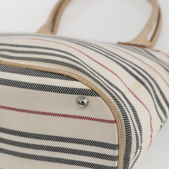 BURBERRY Nova Check Tote Bag Canvas Leather White Silver Auth hk3518