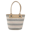 BURBERRY Nova Check Tote Bag Canvas Leather White Silver Auth hk3518-2