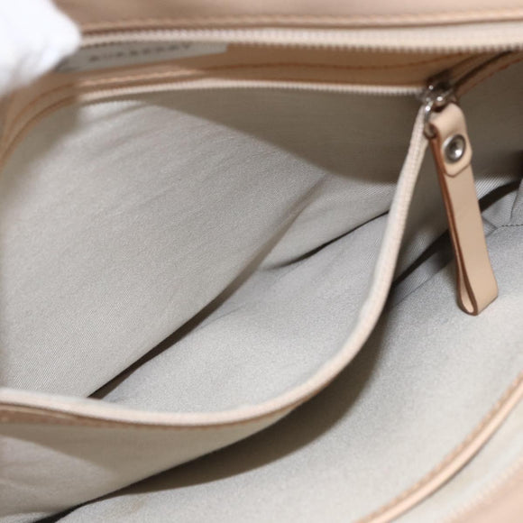 BURBERRY Nova Check Tote Bag Canvas Leather White Silver Auth hk3518