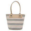 BURBERRY Nova Check Tote Bag Canvas Leather White Silver Auth hk3518-3