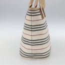 BURBERRY Nova Check Tote Bag Canvas Leather White Silver Auth hk3518-4