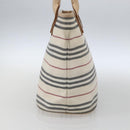 BURBERRY Nova Check Tote Bag Canvas Leather White Silver Auth hk3518-5