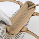 BURBERRY Nova Check Tote Bag Canvas Leather White Silver Auth hk3518-6