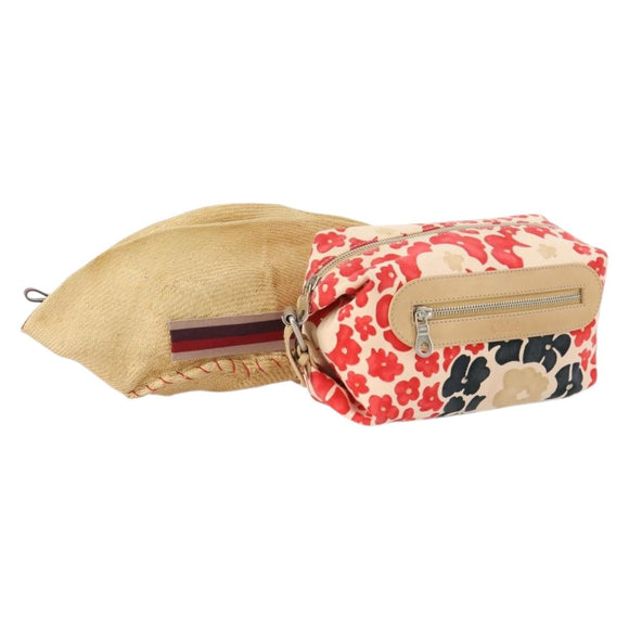 Miu Miu Chloe Clutch Bag Canvas 2 Set Beige Red Auth hk3521