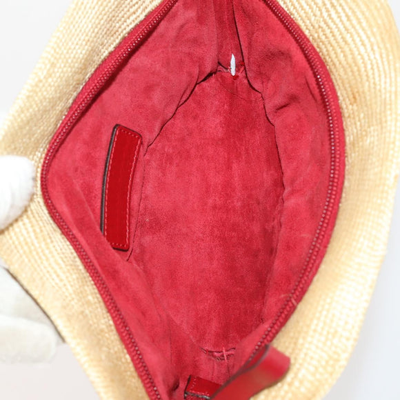 Miu Miu Chloe Clutch Bag Canvas 2 Set Beige Red Auth hk3521