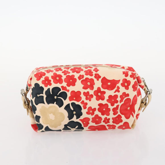 Miu Miu Chloe Clutch Bag Canvas 2 Set Beige Red Auth hk3521