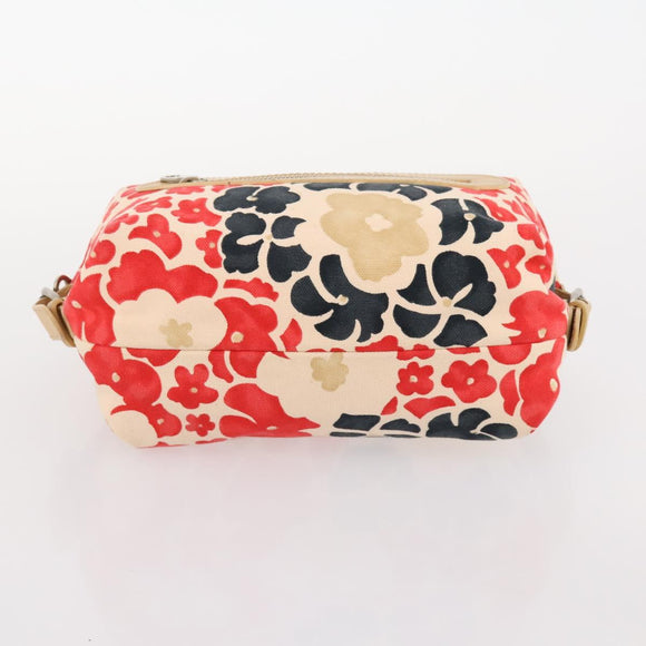 Miu Miu Chloe Clutch Bag Canvas 2 Set Beige Red Auth hk3521