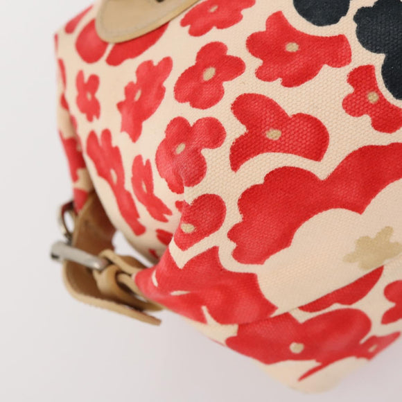 Miu Miu Chloe Clutch Bag Canvas 2 Set Beige Red Auth hk3521
