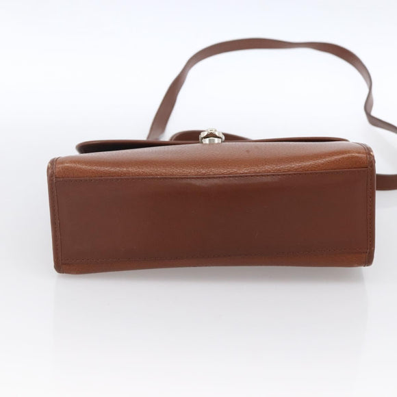 Burberrys Hand Bag Leather 2way Brown Gold Auth hk3526