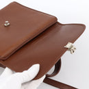 Burberrys Hand Bag Leather 2way Brown Gold Auth hk3526-11