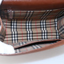 Burberrys Hand Bag Leather 2way Brown Gold Auth hk3526-12