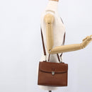 Burberrys Hand Bag Leather 2way Brown Gold Auth hk3526-25