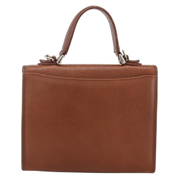 Burberrys Hand Bag Leather 2way Brown Gold Auth hk3526