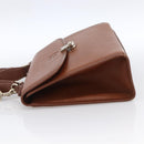 Burberrys Hand Bag Leather 2way Brown Gold Auth hk3526-3