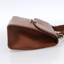 Burberrys Hand Bag Leather 2way Brown Gold Auth hk3526-4