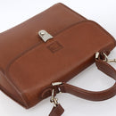 Burberrys Hand Bag Leather 2way Brown Gold Auth hk3526-6