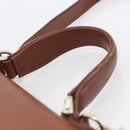 Burberrys Hand Bag Leather 2way Brown Gold Auth hk3526-8