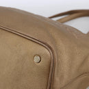 BVLGARI Tote Bag Leather Gold Tone Auth hk3527-9