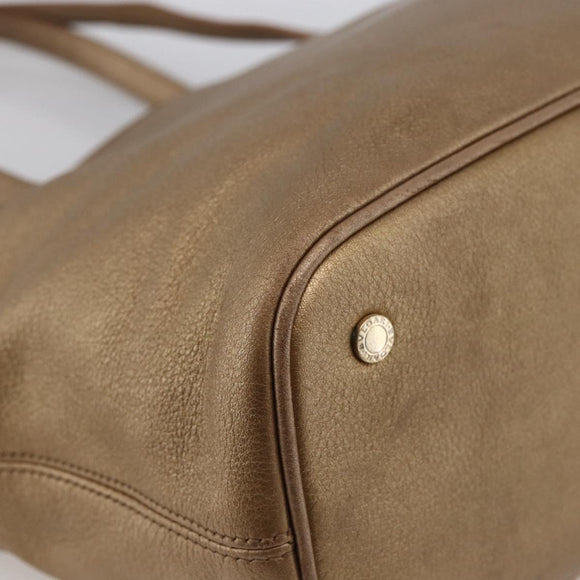 BVLGARI Tote Bag Leather Gold Tone Auth hk3527