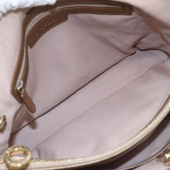 BVLGARI Tote Bag Leather Gold Tone Auth hk3527