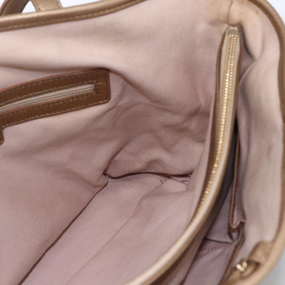BVLGARI Tote Bag Leather Gold Tone Auth hk3527