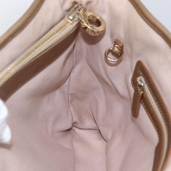 BVLGARI Tote Bag Leather Gold Tone Auth hk3527