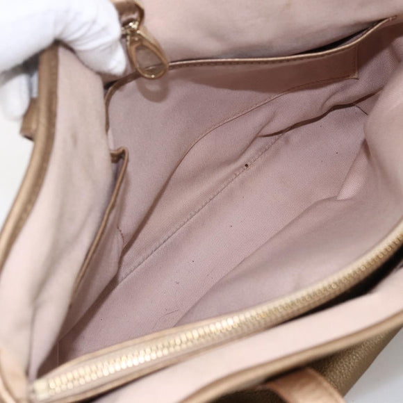 BVLGARI Tote Bag Leather Gold Tone Auth hk3527