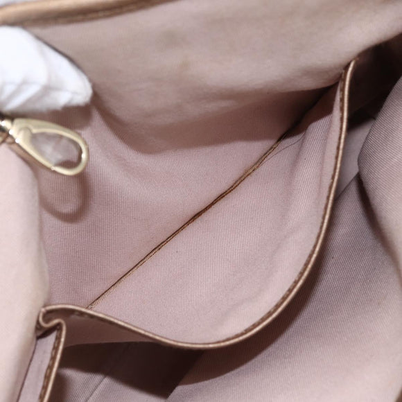 BVLGARI Tote Bag Leather Gold Tone Auth hk3527