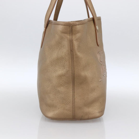 BVLGARI Tote Bag Leather Gold Tone Auth hk3527