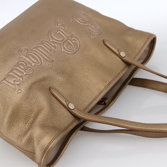 BVLGARI Tote Bag Leather Gold Tone Auth hk3527