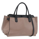 BVLGARI Hand Bag Leather 2way Gray Gold Auth hk3528-1