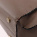 BVLGARI Hand Bag Leather 2way Gray Gold Auth hk3528-9