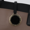 BVLGARI Hand Bag Leather 2way Gray Gold Auth hk3528-19