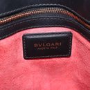 BVLGARI Hand Bag Leather 2way Gray Gold Auth hk3528-20