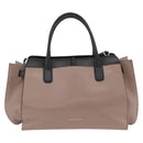 BVLGARI Hand Bag Leather 2way Gray Gold Auth hk3528-13