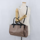 BVLGARI Hand Bag Leather 2way Gray Gold Auth hk3528-24