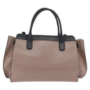 BVLGARI Hand Bag Leather 2way Gray Gold Auth hk3528-2