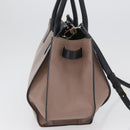 BVLGARI Hand Bag Leather 2way Gray Gold Auth hk3528-4