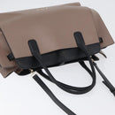 BVLGARI Hand Bag Leather 2way Gray Gold Auth hk3528-6