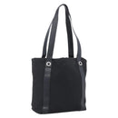 BVLGARI Tote Bag Canvas Black Silver Auth hk3529-1
