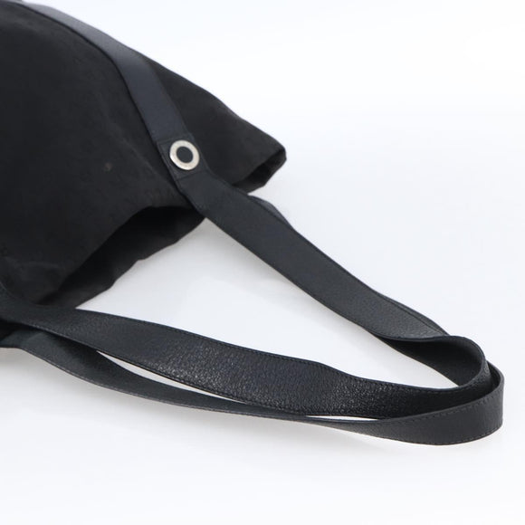 BVLGARI Tote Bag Canvas Black Silver Auth hk3529