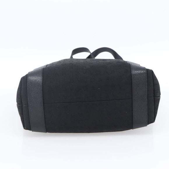 BVLGARI Tote Bag Canvas Black Silver Auth hk3529