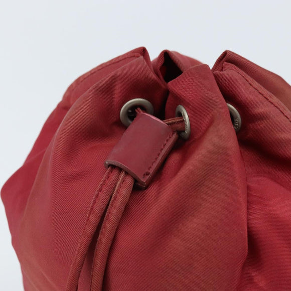 PRADA Drawstring Pouch Nylon Red Auth hk3533