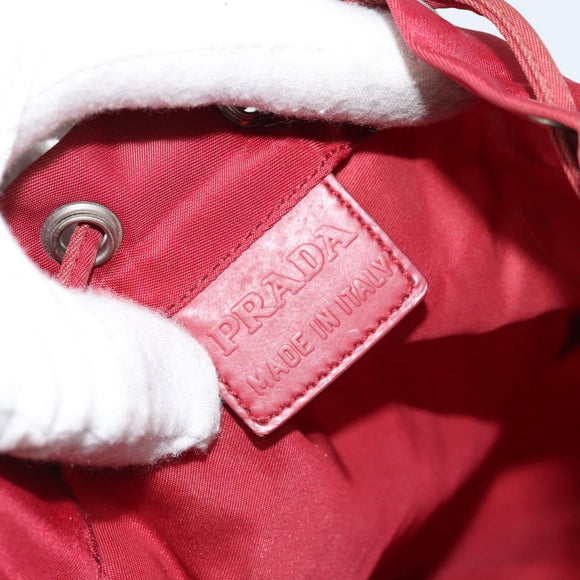 PRADA Drawstring Pouch Nylon Red Auth hk3533