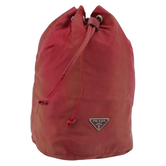 PRADA Drawstring Pouch Nylon Red Auth hk3533