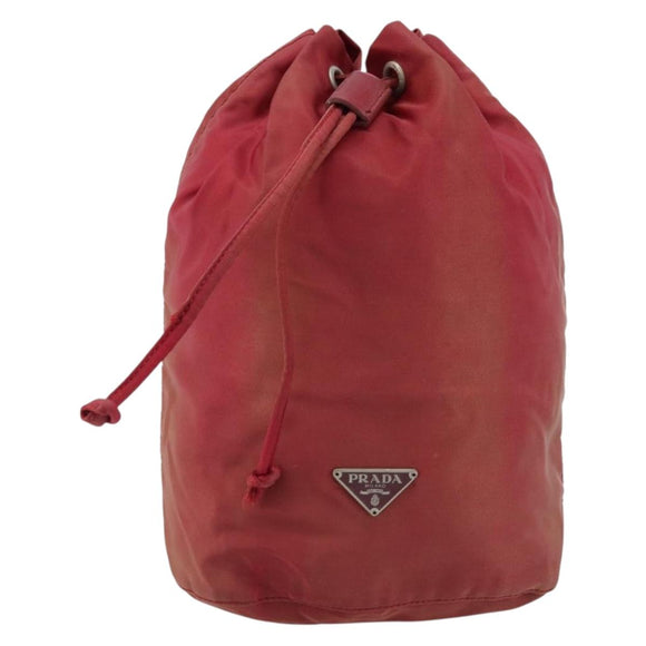 PRADA Drawstring Pouch Nylon Red Auth hk3533